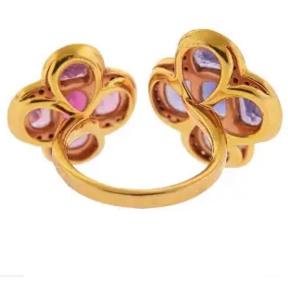 Isabelle Langlois 18kt Gold, Pink Tourmaline, Amethyst & Diamond Ring - Picture 3 of 8